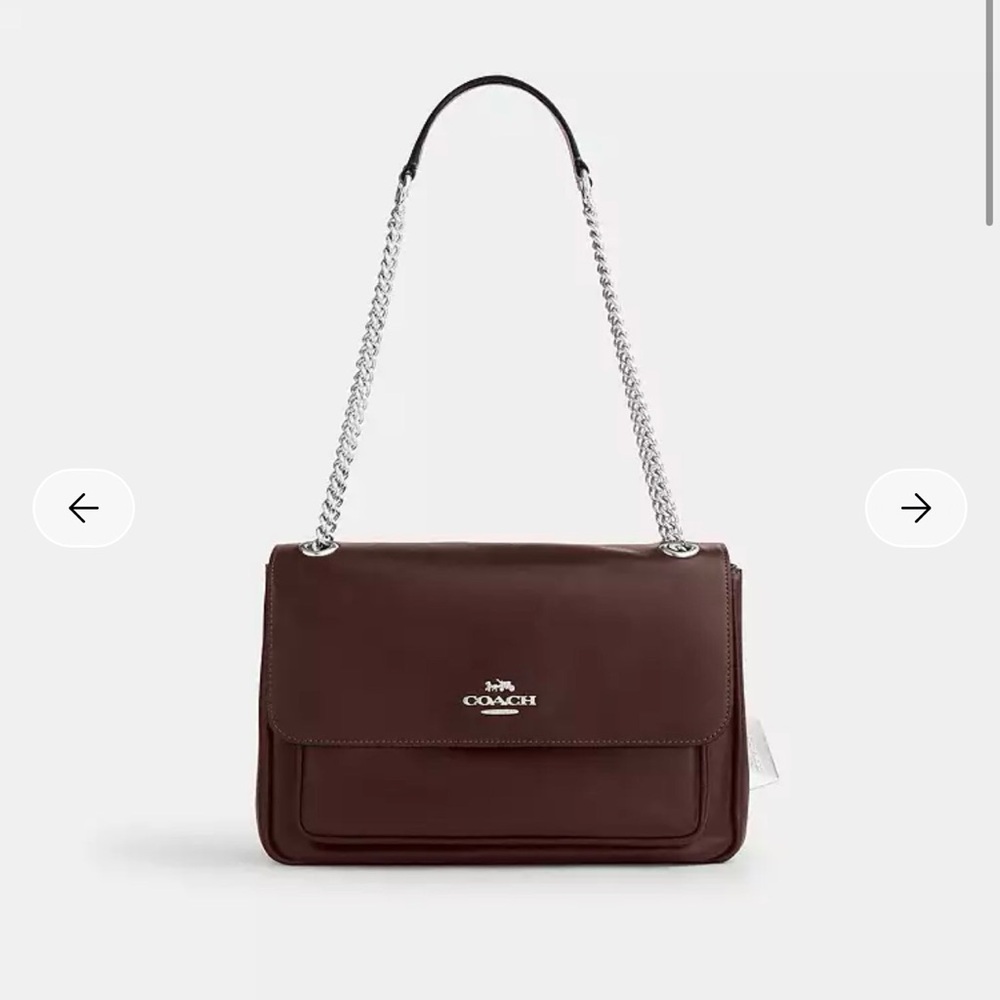 Coach Elodie Dark Brown Leather Chain Shoulder Bag